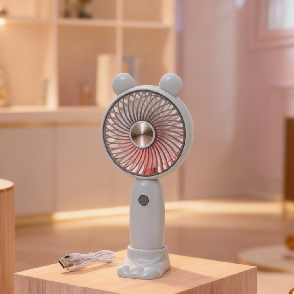 Mini ventilateur portable rechargeable USB unisexe avec support pliable et embouts amovibles 16