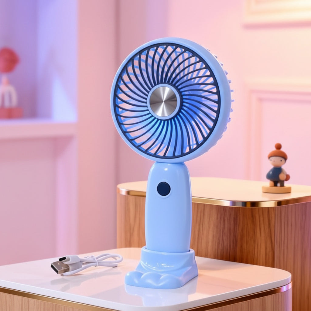 Mini ventilateur portable rechargeable USB unisexe avec support pliable et embouts amovibles 22