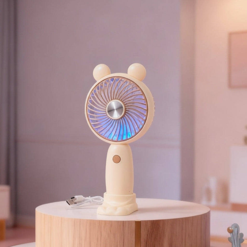 Mini ventilateur portable rechargeable USB unisexe avec support pliable et embouts amovibles 4