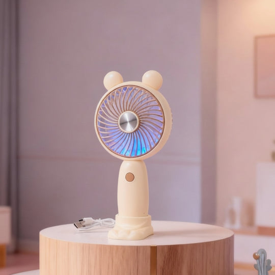 Mini ventilateur portable rechargeable USB unisexe avec support pliable et embouts amovibles 4