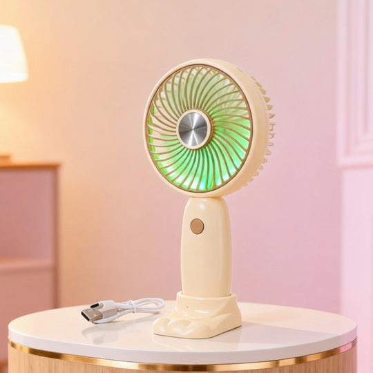 Mini ventilateur portable rechargeable USB unisexe avec support pliable et embouts amovibles 5