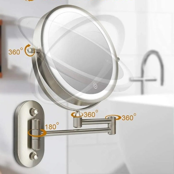 Miroir Coiffeuse Lumineux LED Rechargeable avec Grossissement 5x et 10x pour Maquillage 3