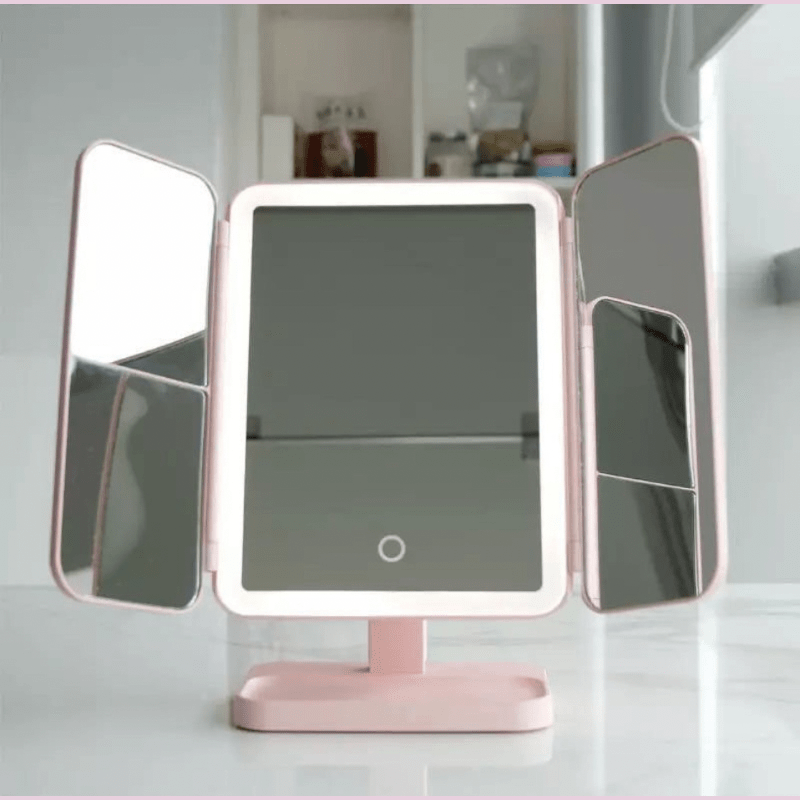 Miroir Maquillage LED Pliable avec Éclairage Réglable et Angle Ajustable 1