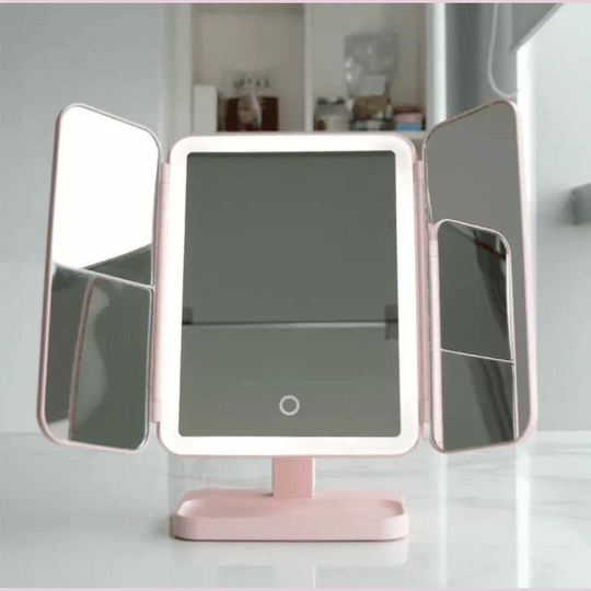 Miroir Maquillage LED Pliable avec Éclairage Réglable et Angle Ajustable 1