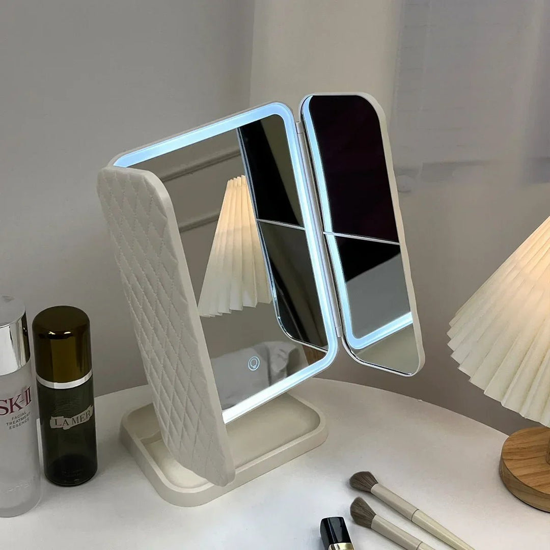Miroir Maquillage LED Pliable avec Éclairage Réglable et Angle Ajustable 5