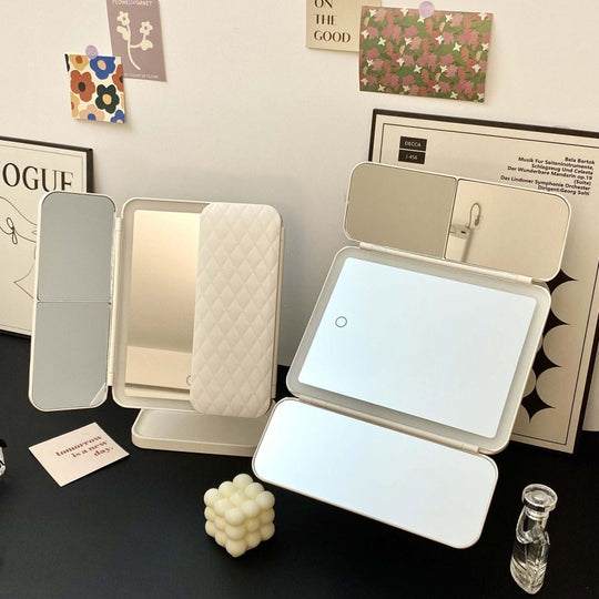 Miroir Maquillage LED Pliable avec Éclairage Réglable et Angle Ajustable 7
