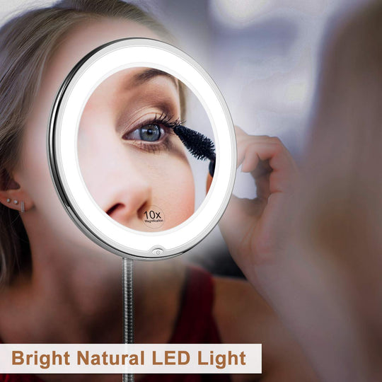 Miroir Maquillage Lumineux LED Col de Cygne Réglable 10x 0