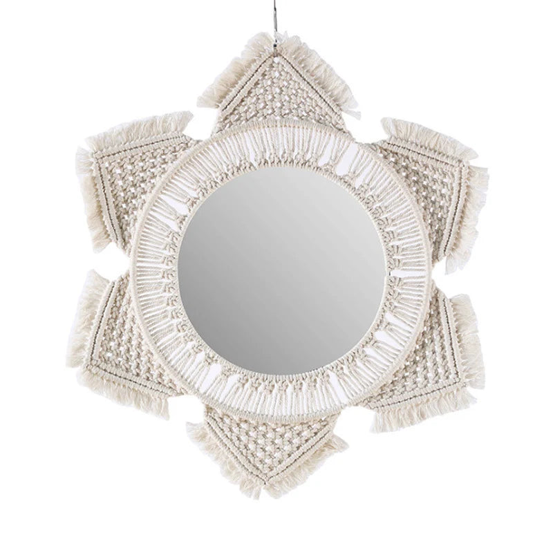 Miroir mural décoratif style macramé pour intérieur 3