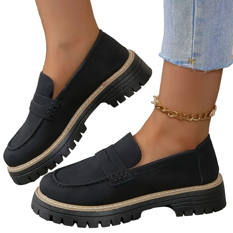 Mocassins pour Femmes en Suède à Semelle Épaisse, Confortables et Pratiques 0