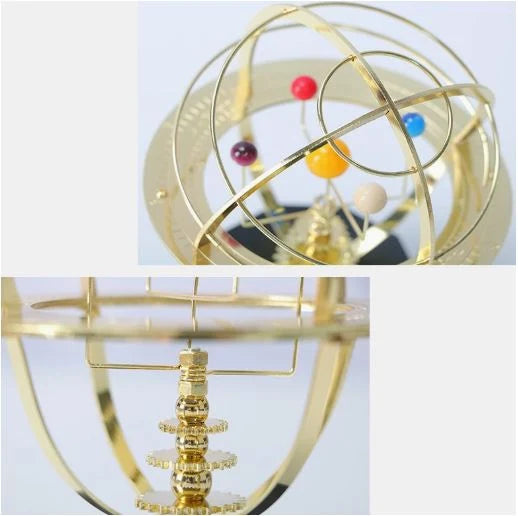 Modèle Mécanique Orrery Homme Style Vintage Système Solaire 5 Planètes 2