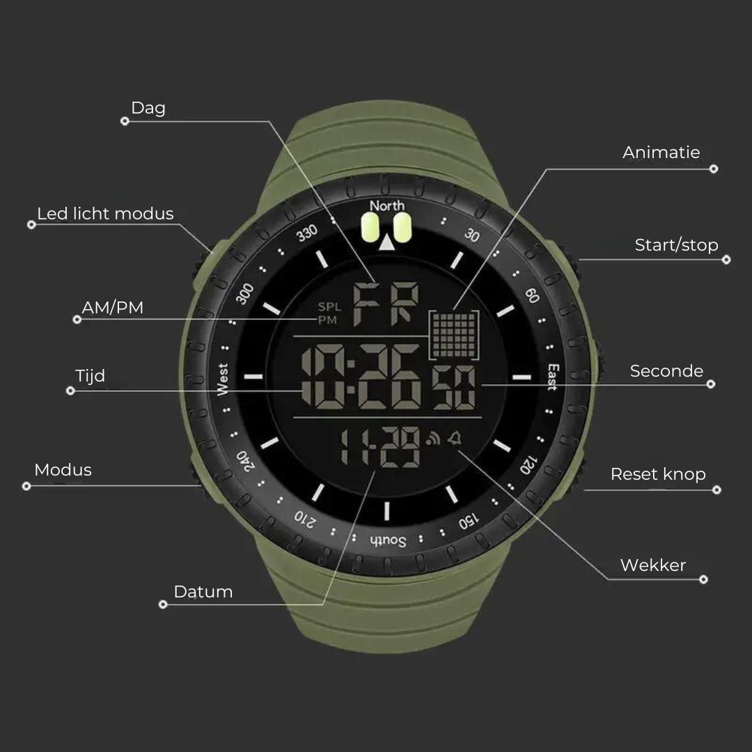 Montre Multifonctionnelle pour Aventuriers avec Chronomètre et Boussole 3