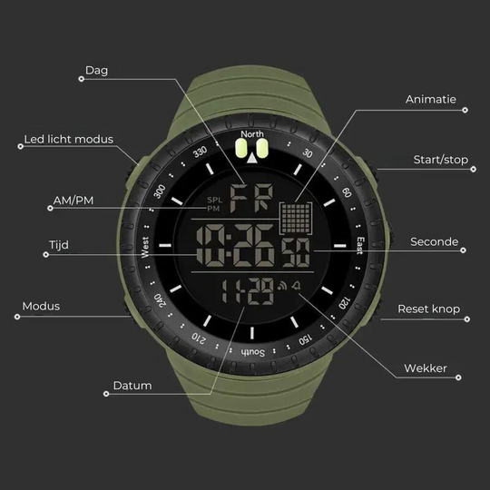Montre Multifonctionnelle pour Aventuriers avec Chronomètre et Boussole 3