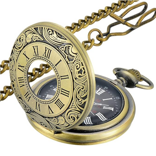 Montre à Gousset Ancienne Vintage Classique avec Chiffres Romains et Chaîne 37 cm 0