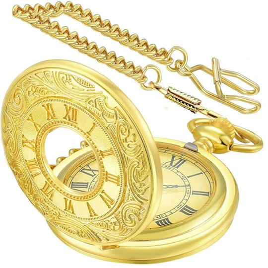 Montre à Gousset Ancienne Vintage Classique avec Chiffres Romains et Chaîne 37 cm 11