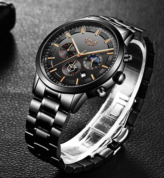 Montre militaire en acier noir 6