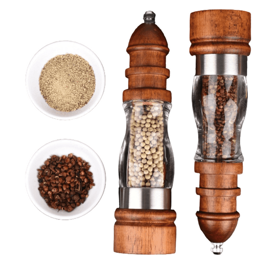 Moulin à Sel et à Poivre Manuel en Bois Rustique 0