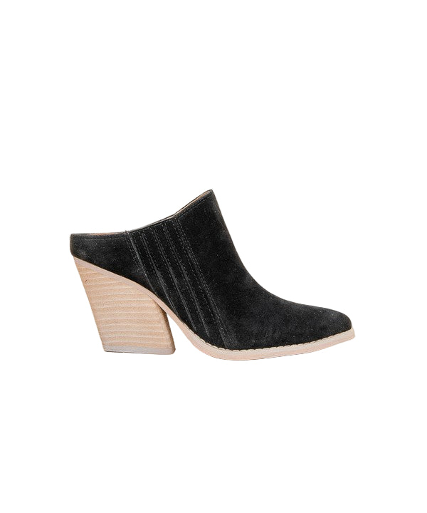 Mules à Talons Épais Ouverts au Dos Femme Noir 0