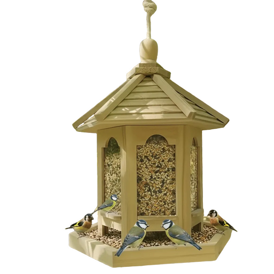 Nichoir à Oiseaux en Bois Rustique avec Système d'Eau Intégré pour Mésanges et Autres Oiseaux 0