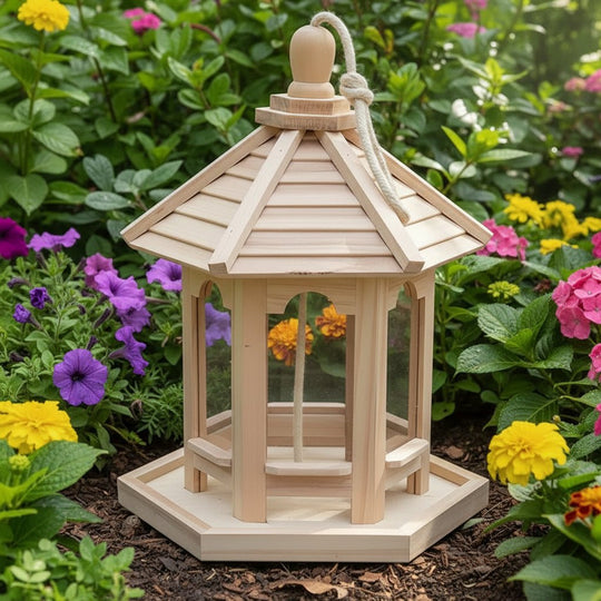 Nichoir à Oiseaux en Bois Rustique avec Système d'Eau Intégré pour Mésanges et Autres Oiseaux 1