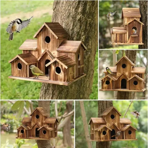 Nichoir en Bois Spacieux pour Oiseaux Extérieur 0