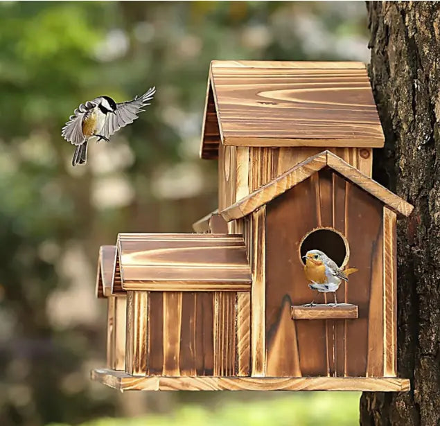 Nichoir en Bois Spacieux pour Oiseaux Extérieur 2