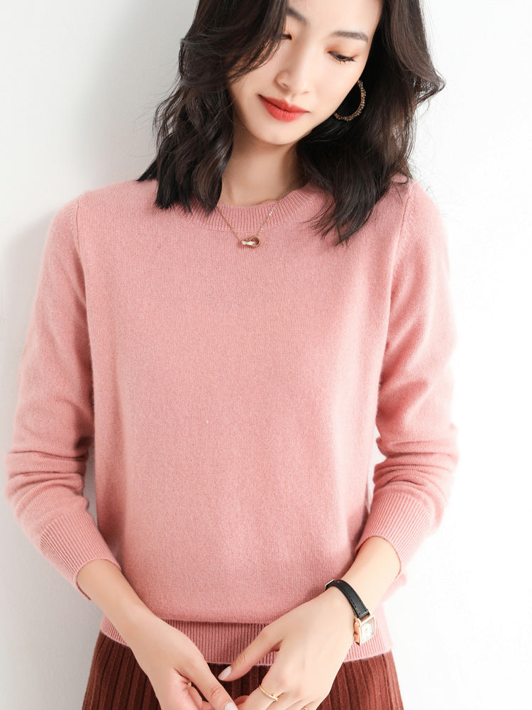 Pull en Laine Femme Col Rond en Laine Mérinos Manches Longues