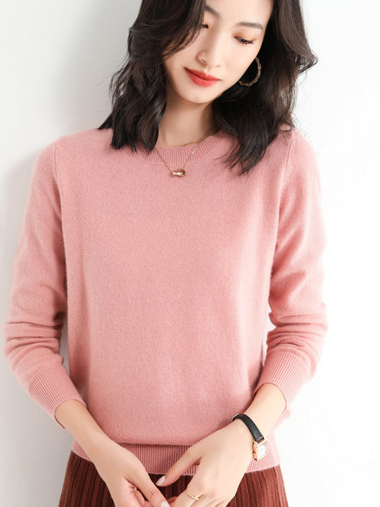Pull en Laine Femme Col Rond en Laine Mérinos Manches Longues