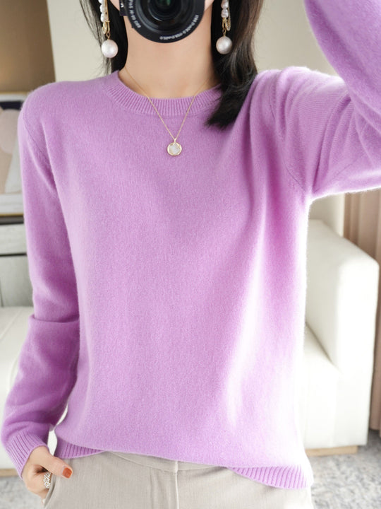 Pull en Laine Femme Col Rond en Laine Mérinos Manches Longues