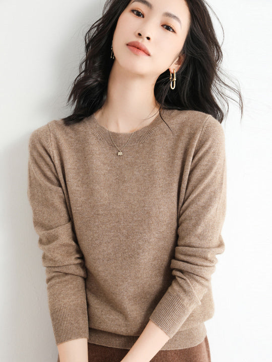 Pull en Laine Femme Col Rond en Laine Mérinos Manches Longues