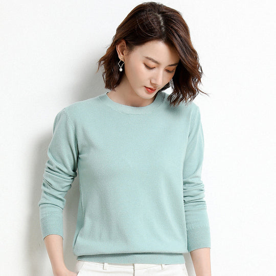 Pull en Laine Femme Col Rond en Laine Mérinos Manches Longues