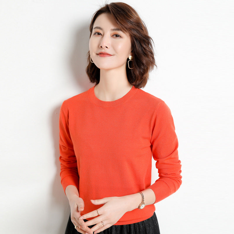 Pull en Laine Femme Col Rond en Laine Mérinos Manches Longues