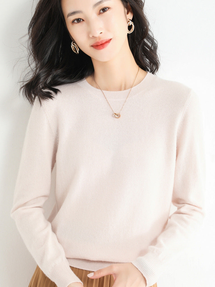 Pull en Laine Femme Col Rond en Laine Mérinos Manches Longues