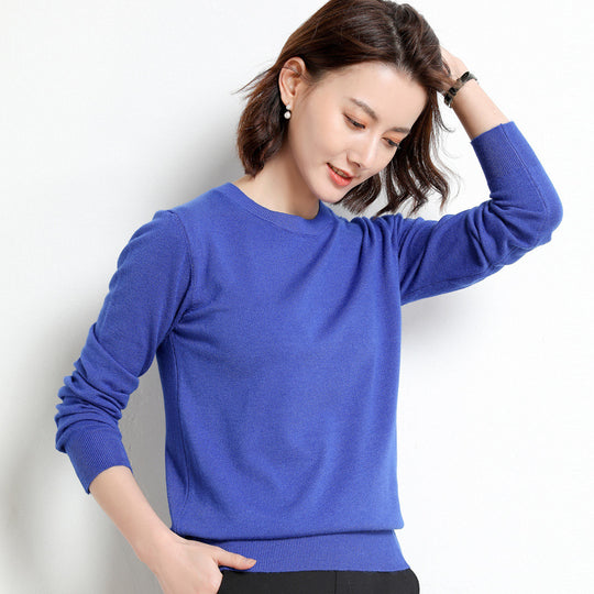 Pull en Laine Femme Col Rond en Laine Mérinos Manches Longues