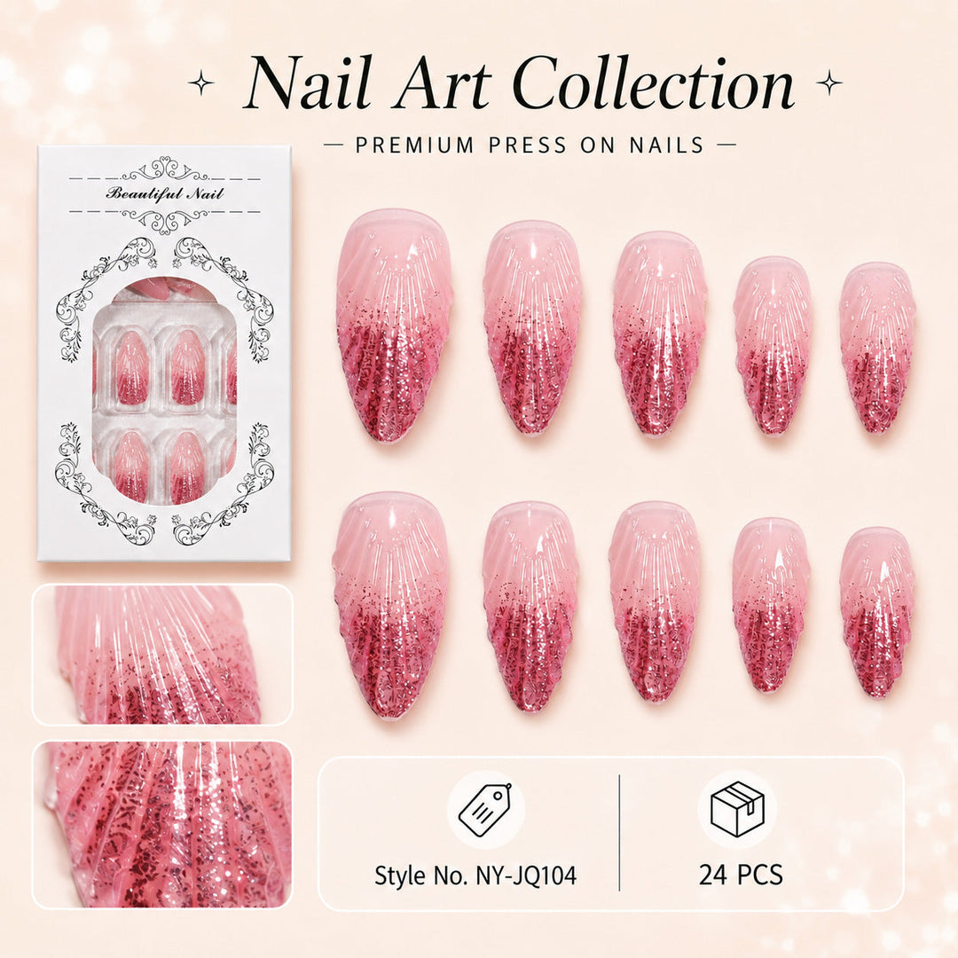Ongles Artificiels à Paillettes pour Femme Style Glamour 2