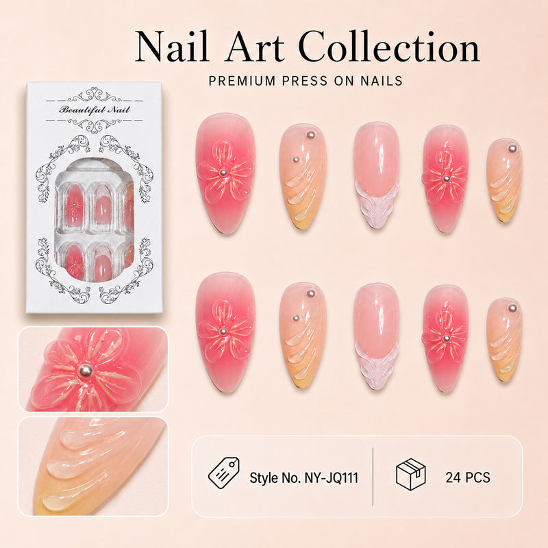 Ongles à Pression Femme Floral Dégradé Chic 0