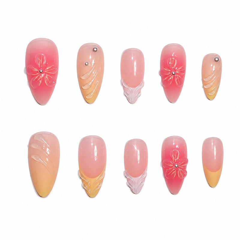 Ongles à Pression Femme Floral Dégradé Chic 3