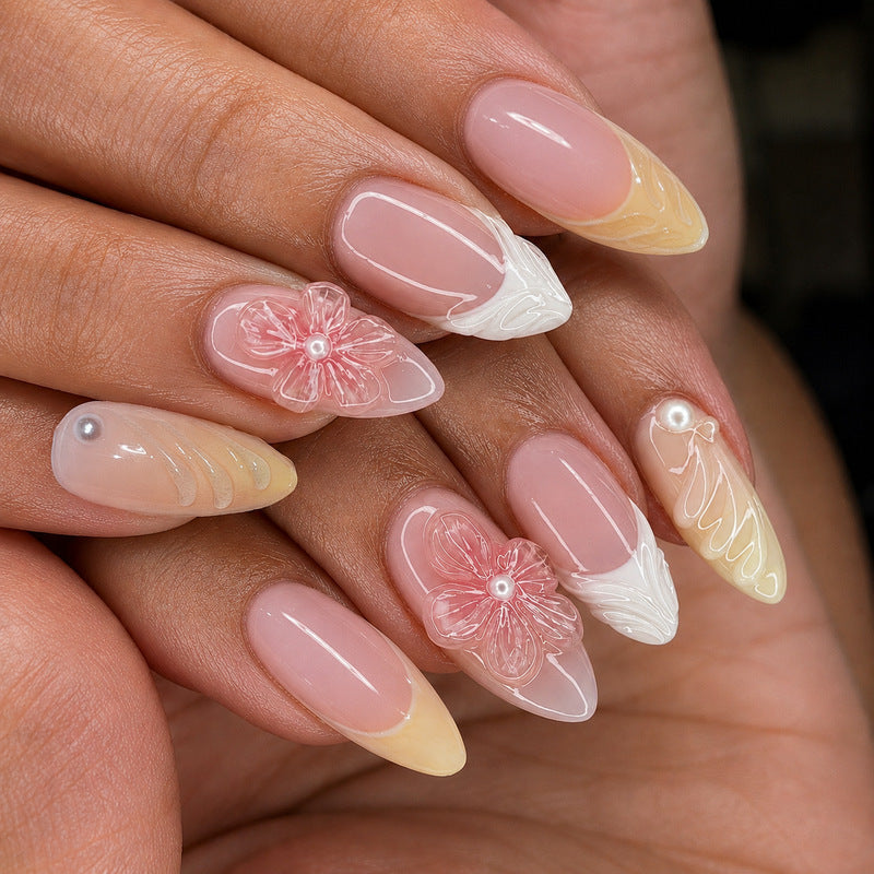 Ongles à Pression Femme Floral Dégradé Chic 4