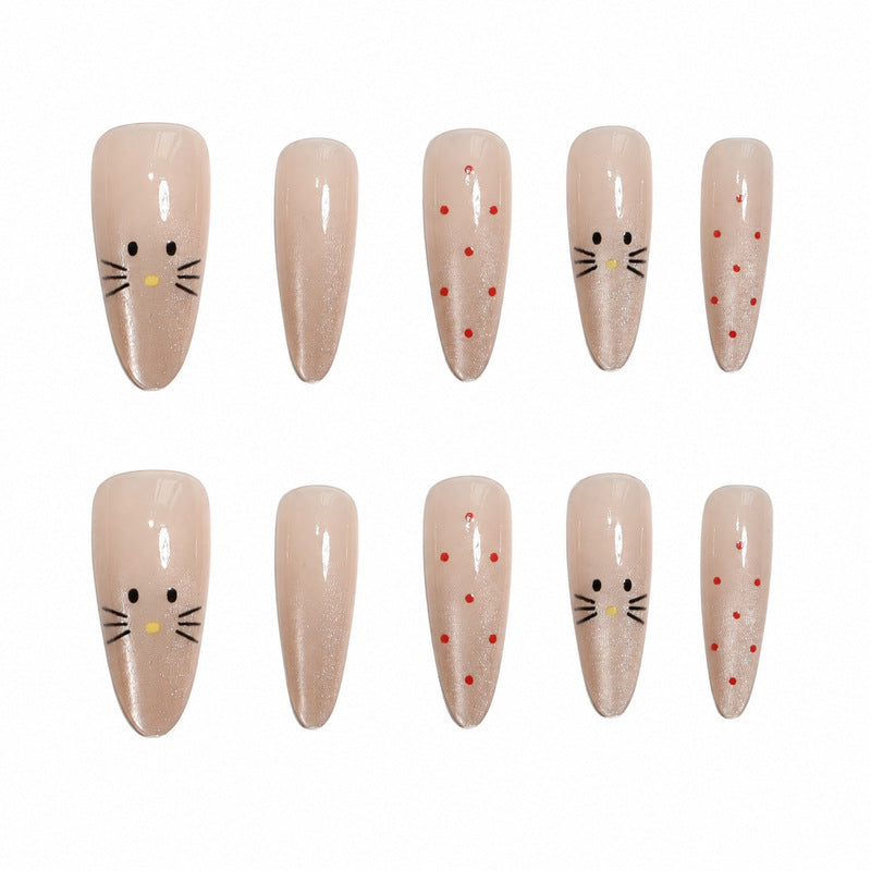 Ongles artificiels pour femmes avec motif chat ludique 2
