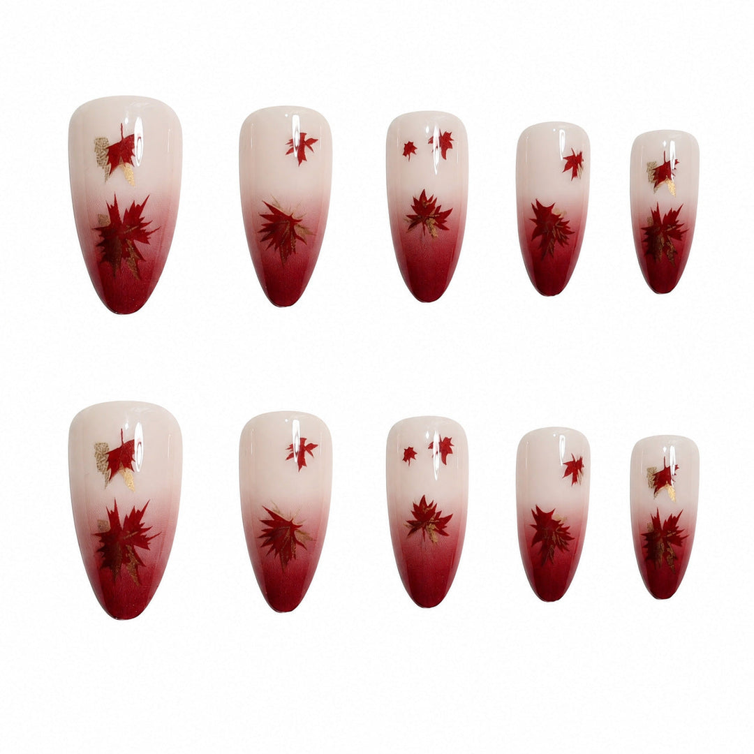 Ongles artificiels pour femmes avec motif feuille moderne 1