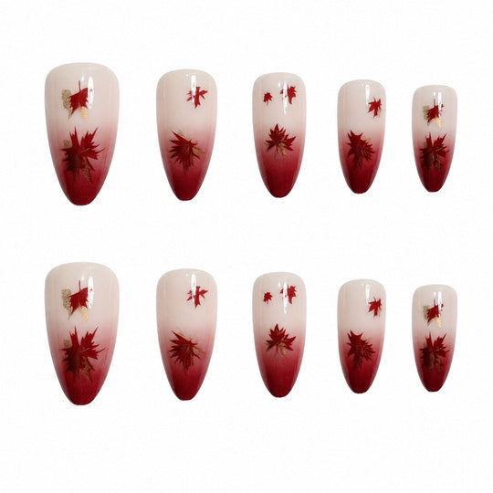 Ongles artificiels pour femmes avec motif feuille moderne 1