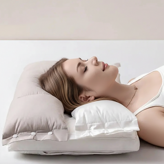 Oreiller Cervical Double Couche Ajustable Pour Confort Optimal À Domicile Et En Voyage 0