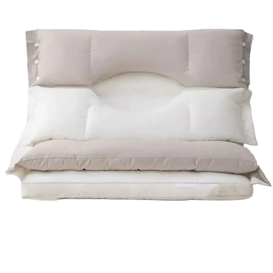 Oreiller Cervical Double Couche Ajustable Pour Confort Optimal À Domicile Et En Voyage 1