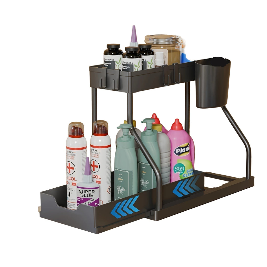 Organisateur Cuisine Multifonctionnel à 2 Niveaux avec Tiroir Coulissant 0