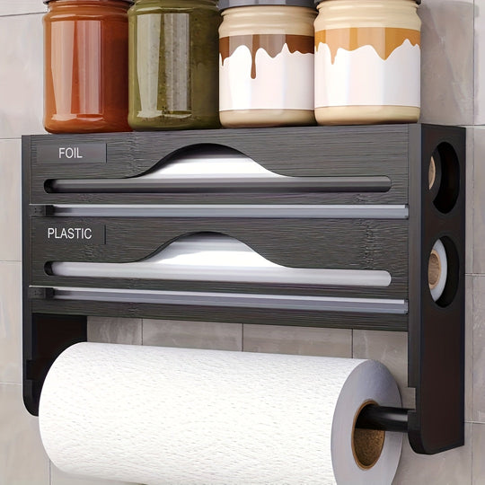 Organisateur de Cuisine Multifonctionnel avec Porte-Rouleau et Compartiments Rangement 0