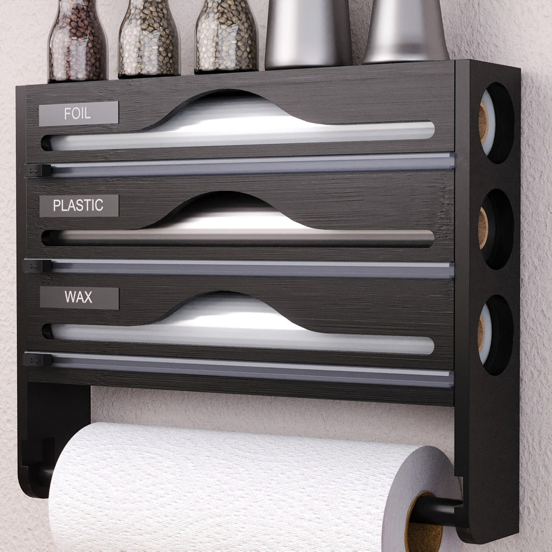 Organisateur de Cuisine Multifonctionnel avec Porte-Rouleau et Compartiments Rangement 1