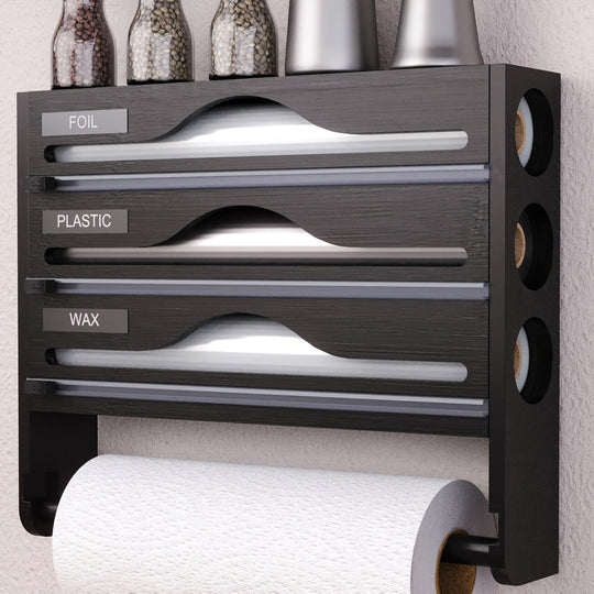 Organisateur de Cuisine Multifonctionnel avec Porte-Rouleau et Compartiments Rangement 1