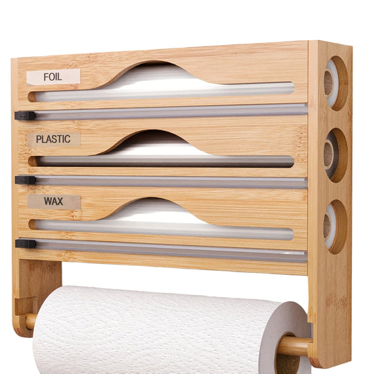 Organisateur de Cuisine Multifonctionnel avec Porte-Rouleau et Compartiments Rangement 8