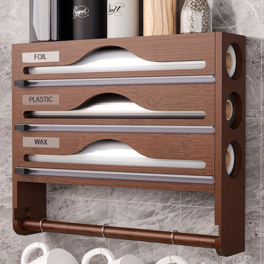 Organisateur de Cuisine Multifonctionnel avec Porte-Rouleau et Compartiments Rangement 9