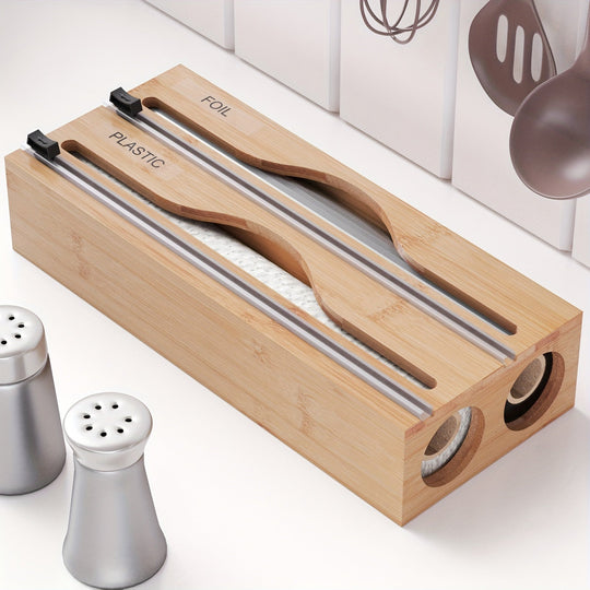 Organisateur de Cuisine en Bois 2 en 1 avec Cutter 2