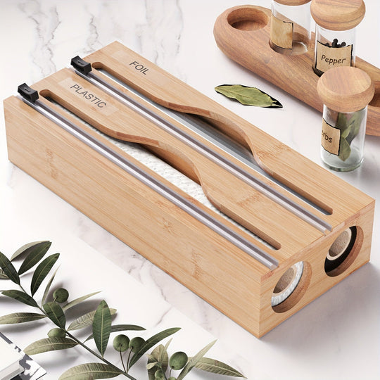 Organisateur de Cuisine en Bois 2 en 1 avec Cutter 4